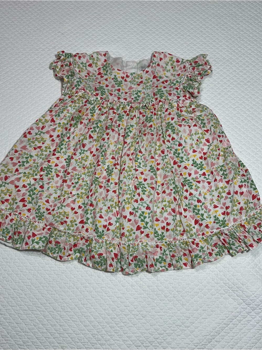 Rachel Zoe Floral Heart Print Dress in Pink, Red & Green